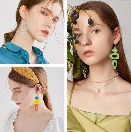Vista 5 de GELVTIC Aretes de cuero genuino para mujeres y niñas, geométricos, grandes, colgantes, de corazón, gancho, hechos a mano, coloridos, ligeros, regalo