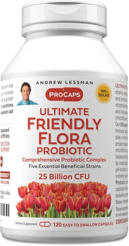 Vista 10 de ANDREW LESSMAN Ultimate Friendly Flora Probiotic 30 cápsulas – 25 mil millones de UFC, mezcla completa de cinco cepas probióticas, potente apoyo