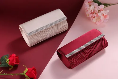 Vista 9 de ERIJUNOR Bolsos clásicos de satén plisados de noche con diamantes de imitación, bolsos cruzados para fiesta, graduación, boda, para mujer