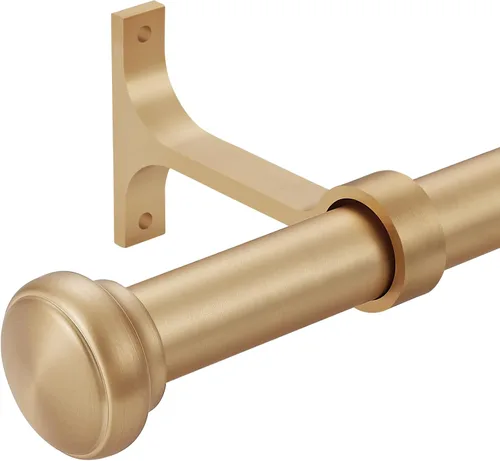 Vista 11 de Barra de cortina resistente ajustable, 1 pulgada, 28-48 pulgadas, tapa redonda, soportes de aluminio premium, adecuada para ventanas y patios