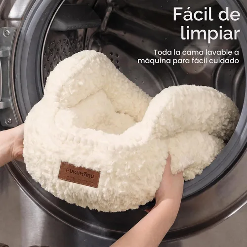 Vista 6 de FUKUMARU Cama para gatos de interior, cama para perros pequeños, lavable Crema