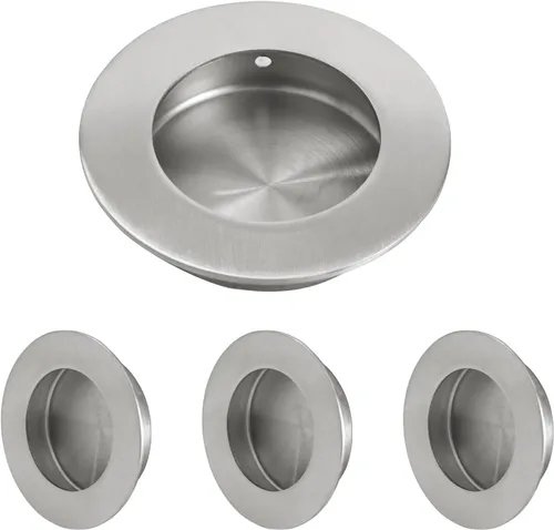 Vista 13 de HOMOTEK Paquete de 2 Manijas Redondas Deslizantes para Puerta de Armario Diámetro 2-1/2 pulgadas (65mm) Tiradores Empotrados Negros de Bolsillo