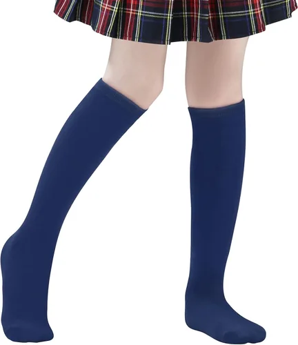Vista 3 de American Trends Calcetines altos hasta la rodilla para niños y niñas, uniforme escolar, calcetines de vestir, calcetines largos de tubo sin