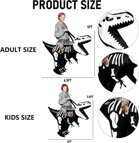 Vista 2 de Dazzle Bright Disfraz inflable de dinosaurio de Halloween, disfraz de dinosaurio inflable para fiesta de cosplay de Halloween