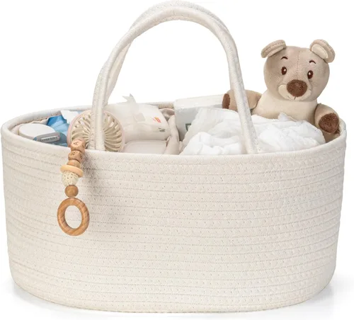 Vista 22 de Diaper Caddy Organizer, Empty Gift Basket with Gift Wrap for Newborn Essentials, Baby Storage Basket, Stylish Gift Bag for Baby Shower, Boys and