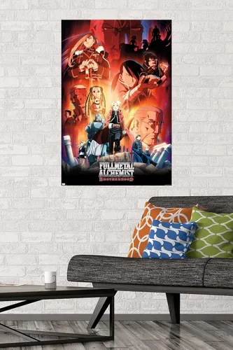 Vista 2 de Fullmetal Alchemist: Brotherhood - Póster de pared Key Art 5, 34 pulgadas de largo x 22.4 pulgadas de ancho, versión sin marco