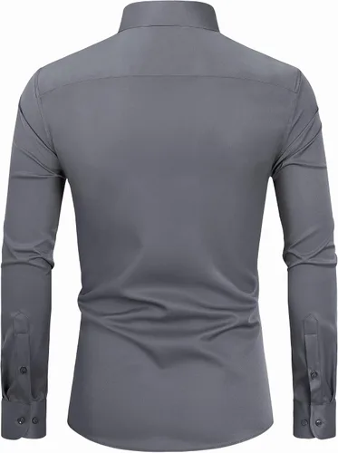 Vista 2 de DEMEANOR Camisas de vestir para hombre, camisas de vestir de manga larga para hombre, camisas ajustadas con botones, camisas grandes y altas