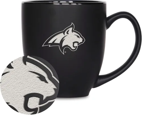 Vista 429 de Rico Industries - Taza de cerámica mate negra con grabado láser estándar de 15oz para NCAA (escuelas T & U) - Para bebidas calientes o frías