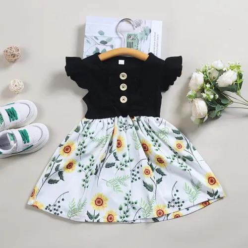 Vista 3 de Vestidos tutú para niñas pequeñas, lindo vestido casual de manga corta para verano, uso diario, hogar, escuela, fiesta, 2-8T