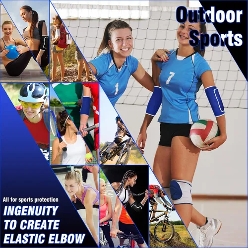 Vista 5 de 2 pares de coderas deportivas de voleibol deportivas transpirables con soporte protector de gel de compresión para adolescentes, niñas, niños