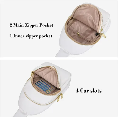 Vista 3 de INICAT Riñoneras cruzadas, bolsos de cuero para el pecho para mujer