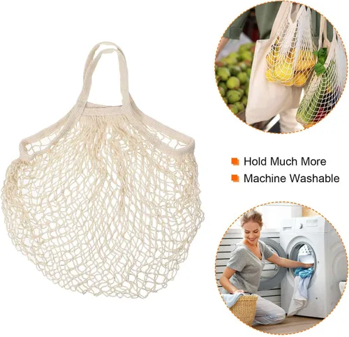 Vista 5 de MECCANIXITY Bolsa de malla de algodón reutilizable lavable malla malla bolsa organizador para frutas y verduras compras