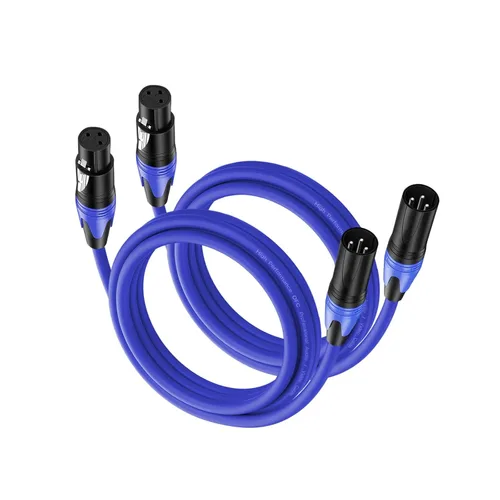 Vista 11 de Paquete de 2 cables XLR de 3.3 pies, cable de micrófono equilibrado de alta calidad con cable XLR de 3 pines macho a hembra, negro, cobre puro