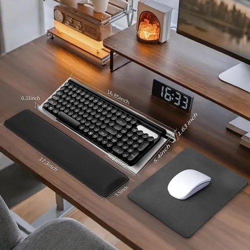 Vista 2 de Soporte para reposamuñecas para teclado de computadora, juego de reposamuñecas de teclado de espuma viscoelástica, base de silicona antideslizante