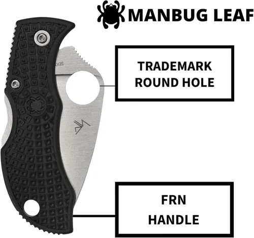 Vista 4 de Spyderco Manbug Leaf Cuchillo plegable de bolsillo con hoja de acero VG-10 de 1.9" y mango FRN - Cuchillo EDC para hombres y mujeres, perfecto