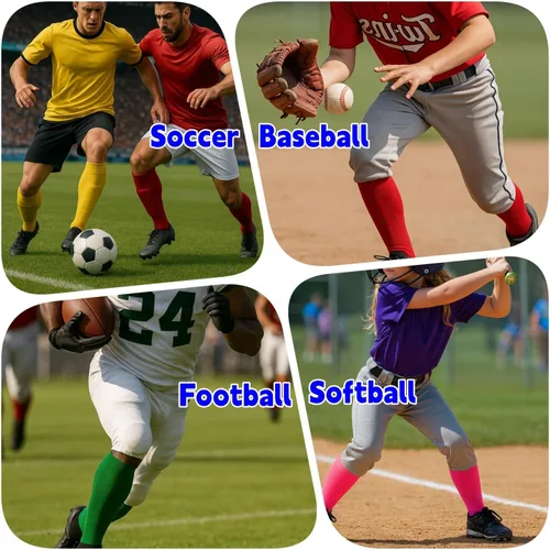 Vista 5 de 3 pares de calcetines de béisbol y sóftbol para jóvenes, niños, niñas, hombres y mujeres, calcetines de fútbol