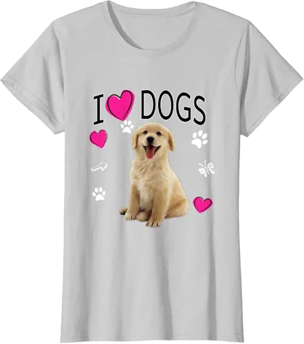Vista 18 de Camiseta I Love Dogs - Camiseta Golden Labrador retriever, Azul Negro