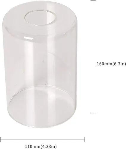 Vista 2 de Pantalla de lámpara de vidrio transparente Cilindro moderno Pantalla de lámpara transparente para lámparas de pie, candelabro, lámpara de mesa