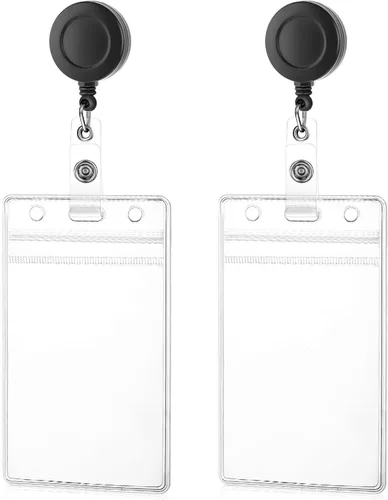 Vista 9 de TIESOME - Paquete de 2 portatarjetas de plástico suave con clip retráctil para carretes de insignia, transparente, tarjetas de identificación