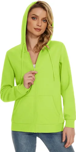 Vista 21 de TACVASEN Sudaderas con capucha y cremallera para mujer, ligera, de rizo francés, con cremallera completa y bolsillos