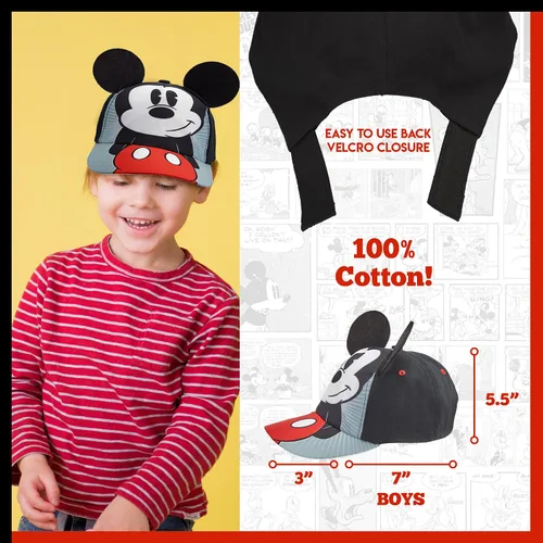 Vista 2 de Disney Gorra de béisbol de algodón Mickey Mouse para niños 100 algodón Orejas de Mickey Negro