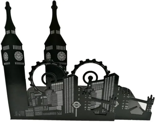 Vista 6 de Famoso monumento de Europa y América, sujetalibros decorativos de metal de hierro, organizador de libros para biblioteca, escuela, oficina, hogar