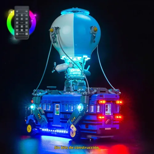 Vista 2 de BrickBling Luz LED compatible con Lego Fortnite Battle Bus, kit de iluminación versión RC compatible con Lego 77073 (sin modelo)