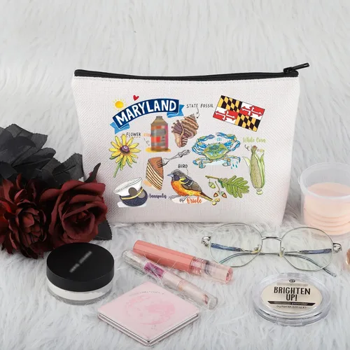 Vista 4 de PWHAOO Maryland State Souvenirs Gift Maryland Bolsa de maquillaje Maryland Bolsa de cosméticos para el hogar Maryland Regalo de turismo Maryland