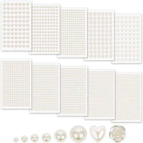 Vista 10 de MYDBUYSOME 5100 PIEZAS Adhesivos de Perla - Perlas Autoadhesivas para Peinado, Cara, Maquillaje, Ojos, Uñas, Manualidades, Gemas Adhesivas