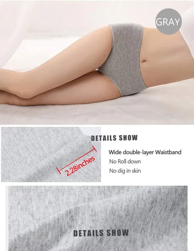 Vista 8 de Ropa interior de algodón para mujer, de talle medio, no marca la cintura, cobertura completa, lencería y ropa interior para mujer - paquete múltiple