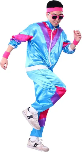 Vista 2 de Chándal de los años 80 para hombre, disfraces de los años 80 para mujereshombres, disfraces de hip hop de los años 90, traje de concha para fiesta