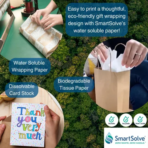 Vista 4 de Papel Soluble en Agua de 3 pts. Se Disuelve Rápidamente en Agua Biodegradable Ecológico Compatible con Impresoras Para Manualidades