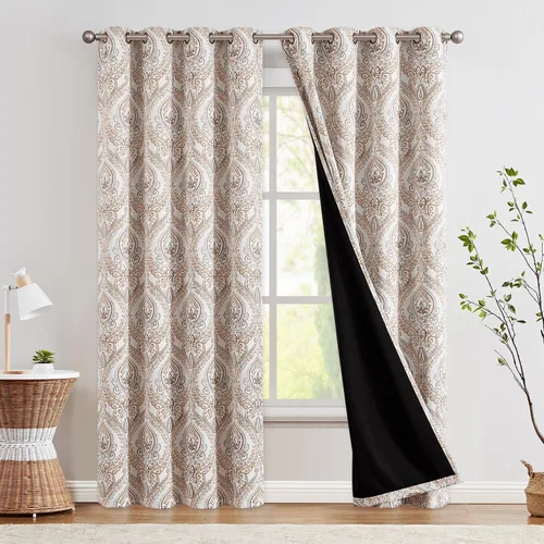 Vista 28 de jinchan Cortinas de lino texturizadas para oscurecer la sala de estar, 54 pulgadas de largo, cortinas de medallón para dormitorio, tratamientos