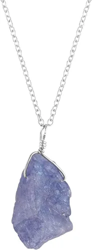 Vista 10 de Collar con colgante de piedras preciosas, piedra de energía áspera, cristales curativos de chakras, plata esterlina 925, chapado en rodio, piedra