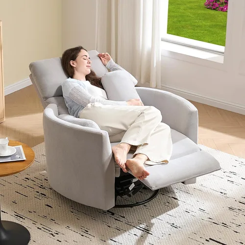 Vista 8 de Jocisland Silla mecedora eléctrica para cuarto de bebé, reclinable Gris claro