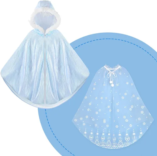Vista 6 de Aoiviss Capa de princesa con capucha para niñas, capa con capucha para Navidad, Halloween, carnaval, fiesta de cosplay