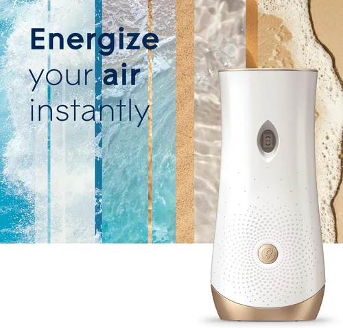 Vista 2 de Glade Kit automático de repuesto y soporte de aerosol, ambientador para el hogar y el baño, Aqua Waves, 6.2 onzas, 2 unidades (paquete de 2)