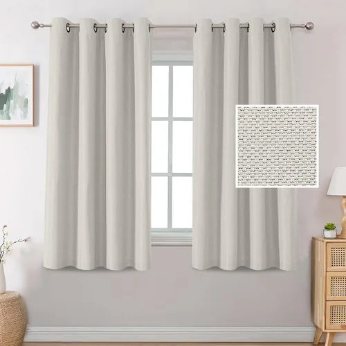 Vista 49 de H.VERSAILTEX Cortinas opacas de lino de 45 pulgadas de largo para dormitorio/sala de estar con aislamiento térmico con ojales, cortinas de lino