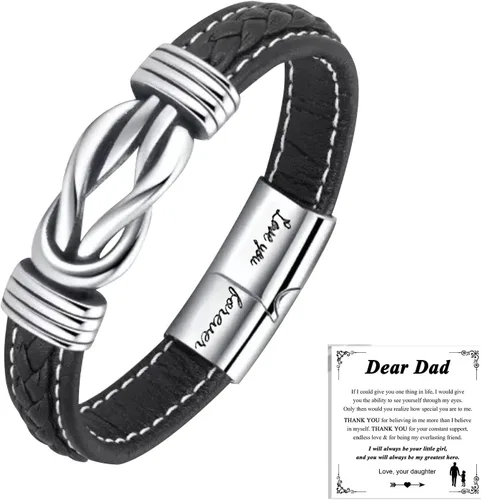 Vista 10 de Relleno de Regalo para Adolescentes Hijo/Nieto Regalo para Chicos Teens Pulsera de Cuero para Hombres, “Te Amo Para Siempre”Pulsera de Hombre