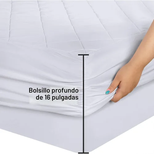 Vista 4 de Utopia Bedding - Cubrecolchón acolchado ajustado, protector y funda de colchón elástico con bolsillo profundo que se estira hasta 16 pulgadas, Blanco