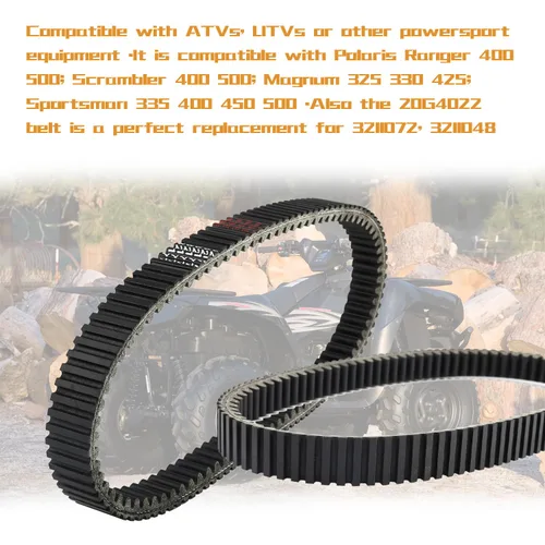 Vista 2 de KARSEE Correa de transmisión 3211077 20G4022 CVT ATV Correa compatible con Polaris Sportsman 400 500 Ranger 500 Scrambler Magnum Reemplazar 3211072
