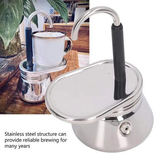Vista 3 de CHICIRIS Cafetera para estufa, olla de moca ligera de acero inoxidable de una sola boquilla para acampar al aire libre, uso doméstico