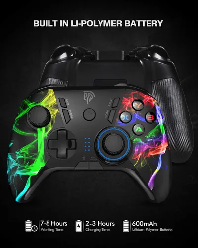 Vista 4 de EasySMX Controlador inalámbrico de PC, controlador de juegos para computadora, laptop, PS3, Android TV BOX, Nintendo Switch y Tesla con turbo, doble