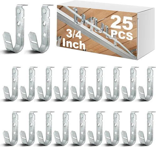 Vista 8 de Zonon 1 Pcs J Hooks Ceiling Mount Metal J Hooks Support Heavy Duty G60 Galvanized Steel Cable Management for Hanging Attaching to Vertical Surfaces