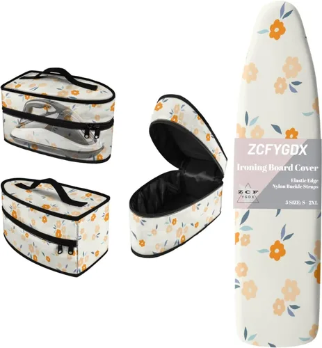 Vista 8 de Juego de funda para tabla de planchar 2 en 1 con correas de nailon y funda de hierro, funda protectora resistente a las manchas de 15 x 48 pulgadas