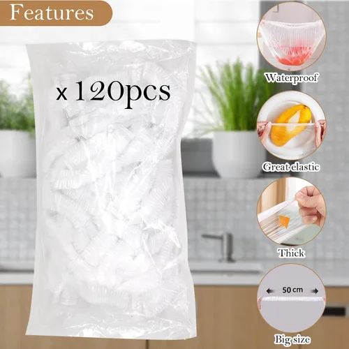 Vista 5 de 120 piezas de tapas de ducha para pan de masa madre, cubiertas reutilizables para boles para fermentación, cubiertas de pan de plástico con elástico