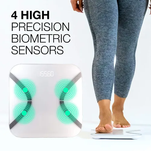 Vista 6 de Korescale - Báscula digital inteligente con IMC, grasa corporal, masa muscular, peso Báscula de baño altamente precisa, analizador de composición