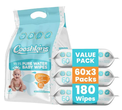 Vista 9 de Toallitas descloradas para bebés de agua pura Suave y grueso, 60 unidades (paquete de 1) toallitas suaves sin perfume para pieles sensibles