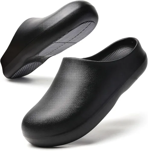 Vista 8 de SECHRITE Zapatos de trabajo antideslizantes para mujeres y hombres – Zuecos impermeables de chef de enfermería para jardín, zapatos profesionales