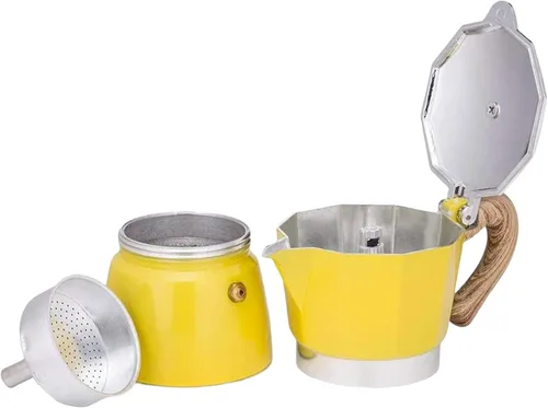 Vista 7 de Olla italiana de moca, olla de café expreso, 3/6 tazas, mango de madera, olla de café expreso moca para uso en el hogar y campamento